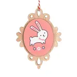 Easter Theme Wood Oval with Rabbit Pendant Decoration
