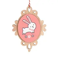 Easter Theme Wood Oval with Rabbit Pendant Decoration