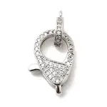 Brass Clear Cubic Zirconia Lobster Claw Clasps