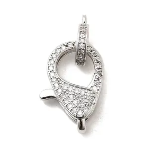Brass Clear Cubic Zirconia Lobster Claw Clasps