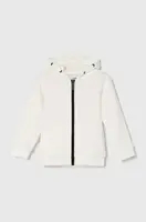 Dětská mikina Guess bílá barva, s kapucí, hladká