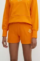 Bavlněné šortky Casall oranžová barva, s aplikací, high waist