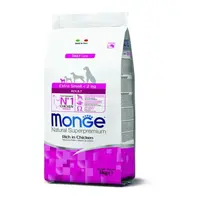 MONGE Natural Superpremium Extra Small Adult 3kg suché krmivo s kuracím pre pre dospelých psov veľmi malých plemien