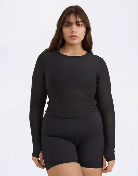 Tričko Organic Basics Active Mesh Long Sleeve Tee Black