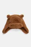 Dětská čepice UGG FLUFF TRAPPER hnědá barva, z husté pleteniny, 101500
