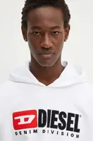 Bavlněná mikina Diesel S-BOXT-HOOD-DIV pánská, bílá barva, s kapucí, s aplikací, A14945.0GEAD