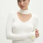 Svetr Answear.LAB dámský, bílá barva, lehký, s pologolfem