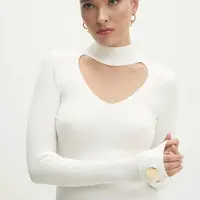 Svetr Answear.LAB dámský, bílá barva, lehký, s pologolfem