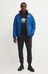 Oboustranná péřová bunda Helly Hansen HH REVERSIBLE DOWN pánská, tmavomodrá barva, 53890