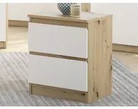 Skříňka/noční stolek Carlos 40 cm, dub artisan/bílá, 2 zásuvky