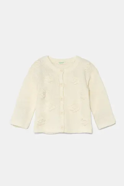 Kojenecký kardigan s příměsí vlny United Colors of Benetton béžová barva, 1076A500X