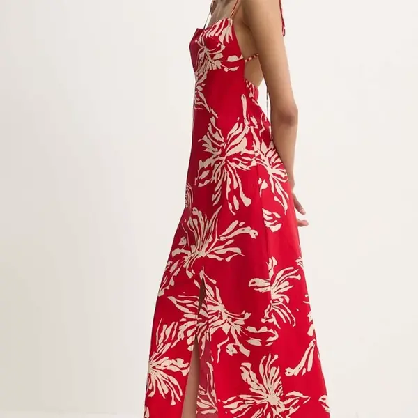 Bavlněné šaty Answear.LAB červená barva, maxi