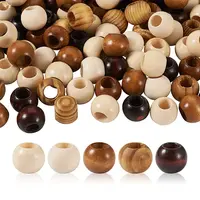 100Pcs 5 Style Pine Wood Beads