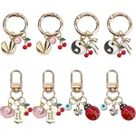 8Pcs 4 Styles Alloy Enamel Pendant Decorations