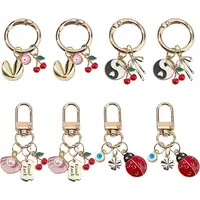 8Pcs 4 Styles Alloy Enamel Pendant Decorations