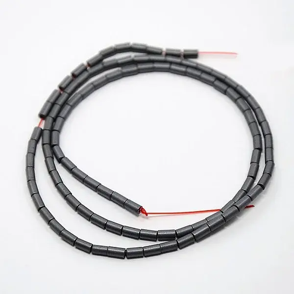 Matte Grade A Non-magnetic Synthetic Hematite Column Beads Strands