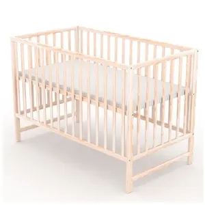 NELLYS Postýlka pro miminko Nature 120x60cm se spouštěcím bokem - přírodní