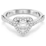 Swarovski Nežný prsteň Srdce so zirkónmi a kryštálmi Una Angelic 5744048 60 mm