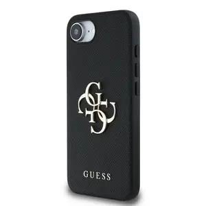 Zadní kryt Guess PU Grained 4G Metal Logo pro Apple iPhone 16e, černá