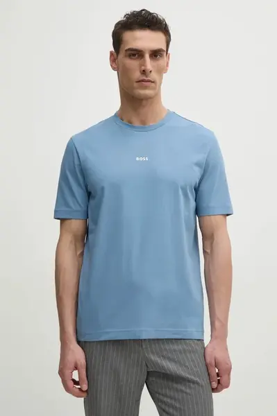 Tričko BOSS ORANGE TChup modrá barva, s potiskem, 50473278