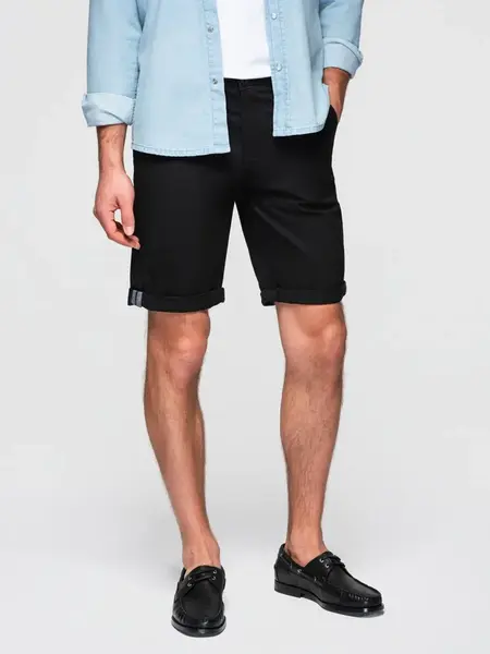 Ombre Classic men's chino shorts with rolled up leg - black