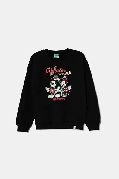 Dětská mikina United Colors of Benetton černá barva, s potiskem, 3J73C10LB