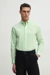 Bavlněná košile Tommy Hilfiger zelená barva, regular, s límečkem button-down, MW0MW37550