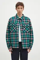 Košilová bunda Billionaire Boys Club Padded Check Overshirt zelená barva, oversize, B24430