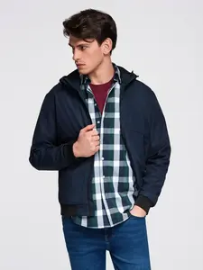 Ombre Men's lightweight jacket with hood and mesh lining