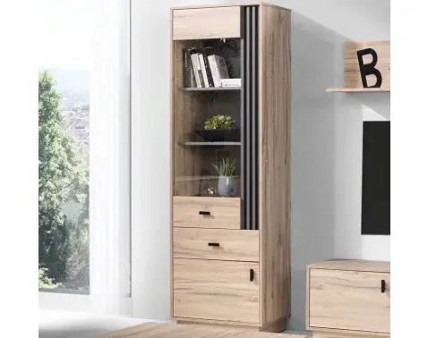 Vysoká vitrína Ancona, dub estana/antracit%