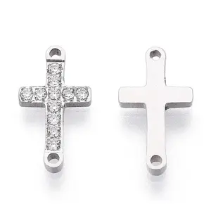 316 Surgical Stainless Steel Clear Cubic Zirconia Connector Charms