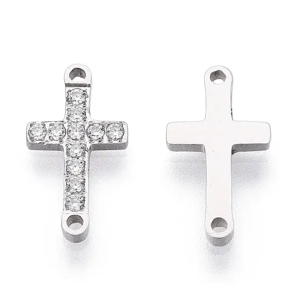 316 Surgical Stainless Steel Clear Cubic Zirconia Connector Charms