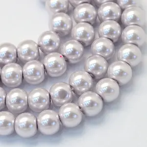 Baking Painted Pearlized Glass Pearl Round Bead Strands