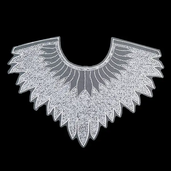 Polyester Glitter Computerized Embroidery Collar Trim