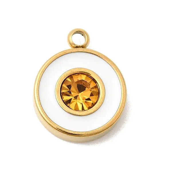 304 Stainless Steel Enamel with Rhinestone Pendants