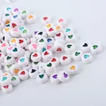 Opaque Acrylic Heart Letter Beads