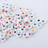 Opaque Acrylic Heart Letter Beads