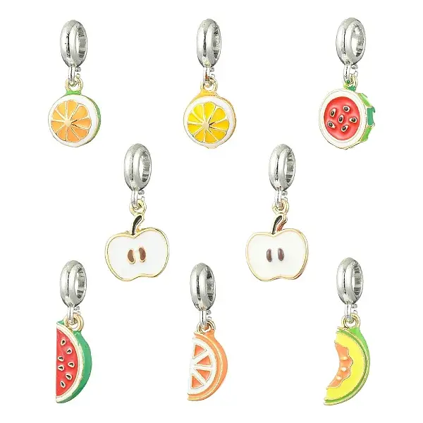 8Pcs 8 Styles Alloy Enamel European Dangle Charms