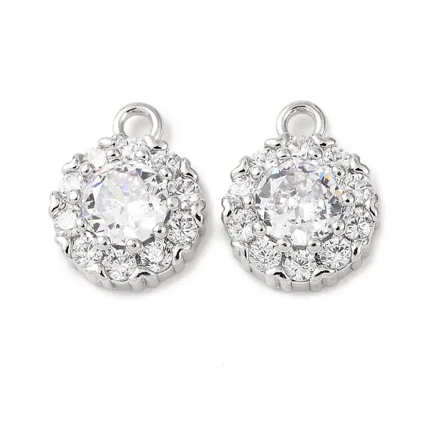 Brass Micro Pave Clear Cubic Zirconia Pendants