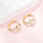 Cross 925 Sterling Silver Micro Pave Clear Cubic Zirconia Hoop Earrings