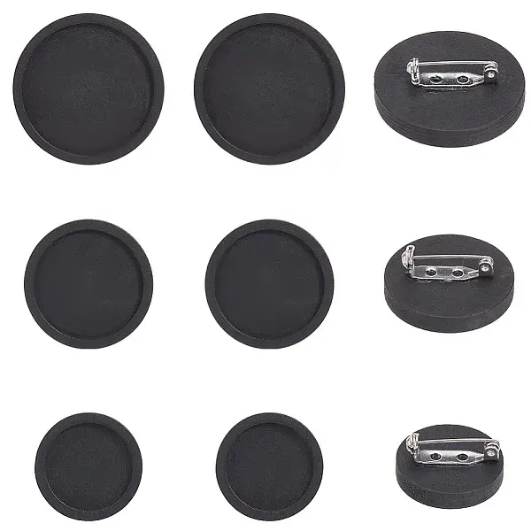 Dyed Wood Brooch Cabochon Settings