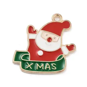 Christmas Light Gold Plated Alloy Enamel Pendants