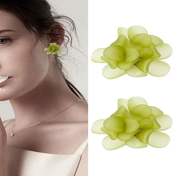 1Pair Flower Acrylic Stud Earrings