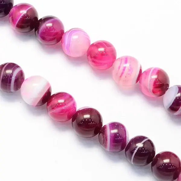 Round Natural Striped Agate/Banded Agate Stone Beads Strands