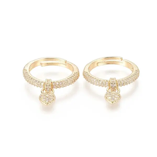 Adjustable Brass Micro Pave Cubic Zirconia Rings