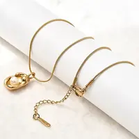 304 Stainless Steel with Acrylic Pearl Oval Pendant Necklaces