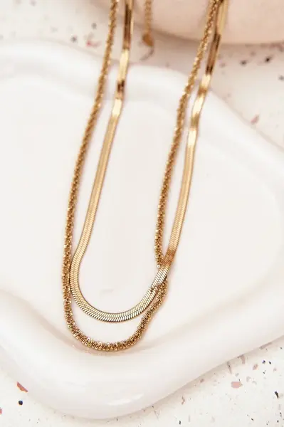 Zlatý dvojitý náhrdelník z chirurgické oceli