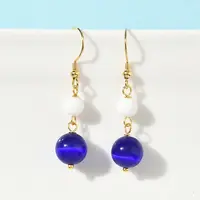 Electroplated 304 Stainless Steel Cat Eye Dangle Earrings