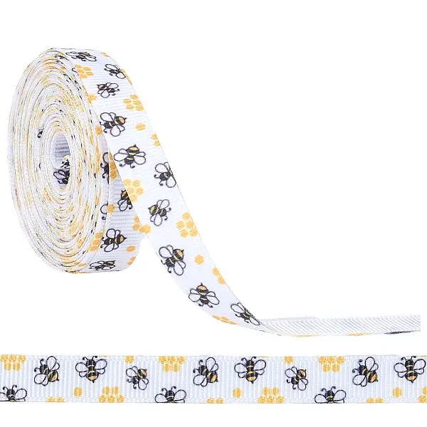 Polyester Bees Printed Grosgrain Ribbons