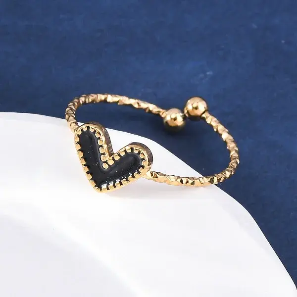 Heart 304 Stainless Steel Enamel Cuff Rings
